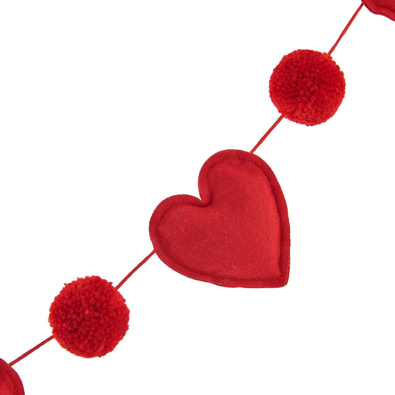6ft. Red Pom Pom & Felt Heart Garland by Celebrate It™
